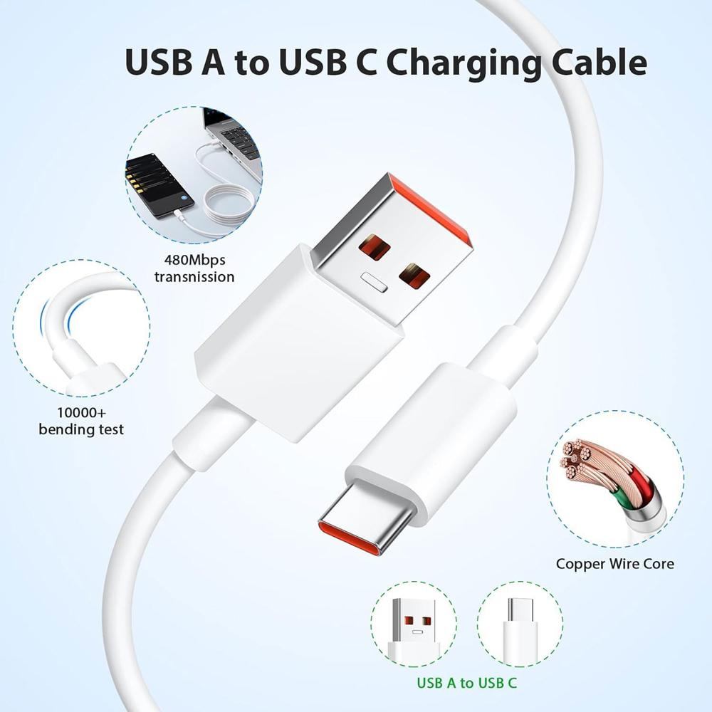 EU Plug Fast Charger For Xiaomi 13 14 Ultra 15 15T 17 Pro Redmi Note 13 14 15 Pro Plus POCO F6 F7 F8 X6 X7 X8 Pro Type C USB Charging Cable