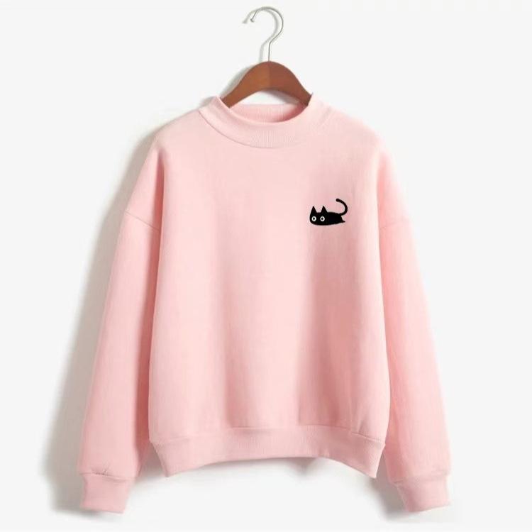 

2024 Casual Cat Print Crewneck Sweatshirt - No Hood, Loose Fit, Hot Selling Top XXXL
