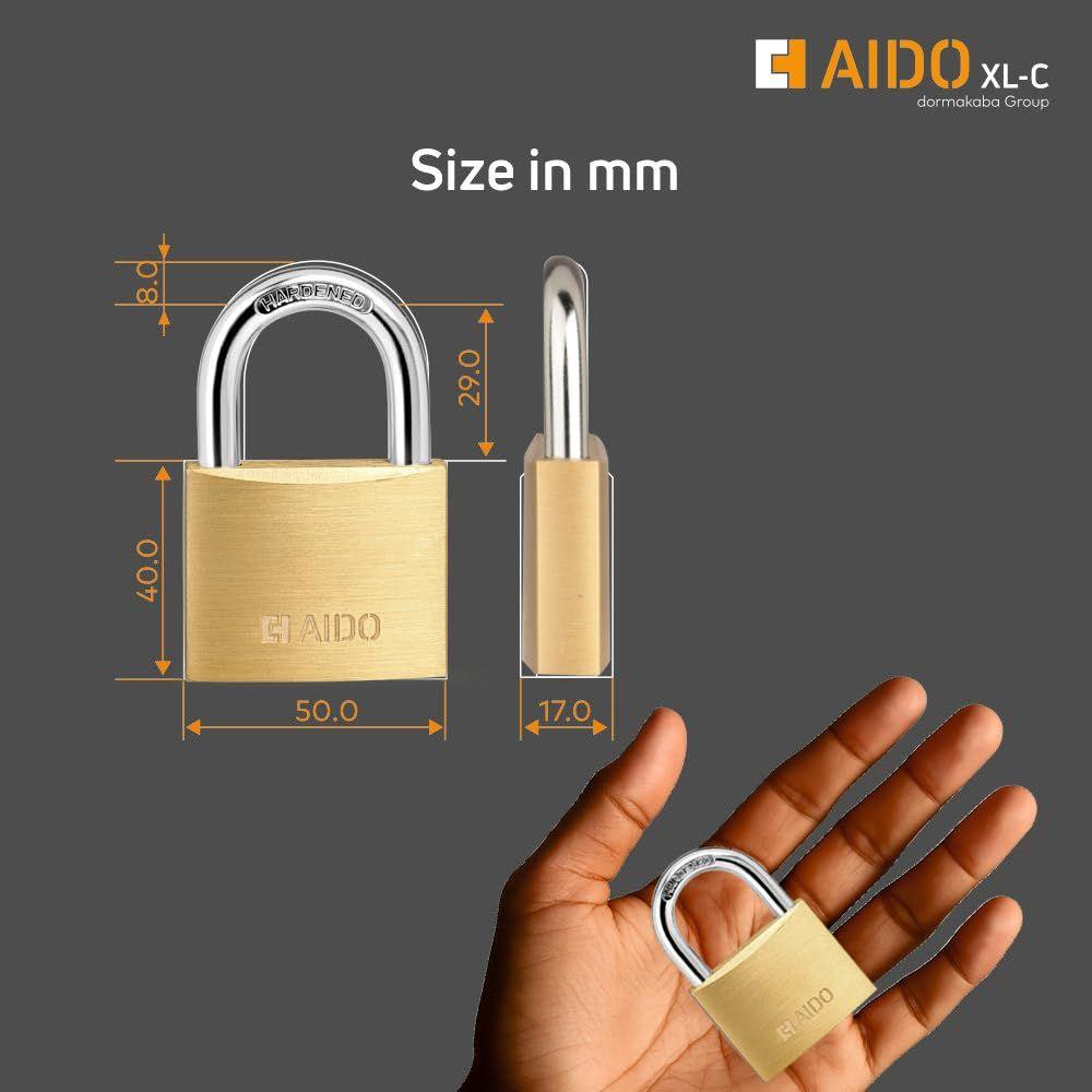 50mm Solid Brass Padlock | Lock for Main Doors, Home, Luggage, Cabinets, Lockers, Toolboxes | 4 Brass Keys