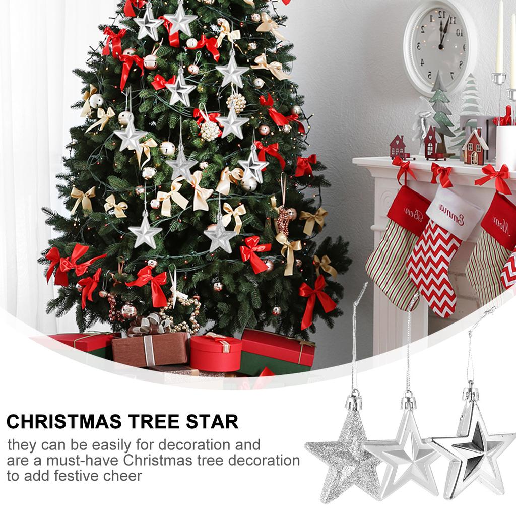 18Pcs Ecofriendly Fivepointed Star Christmas Tree Decor Hanging Xmas Ornament Christmas Tree Ornament Xmas Decor