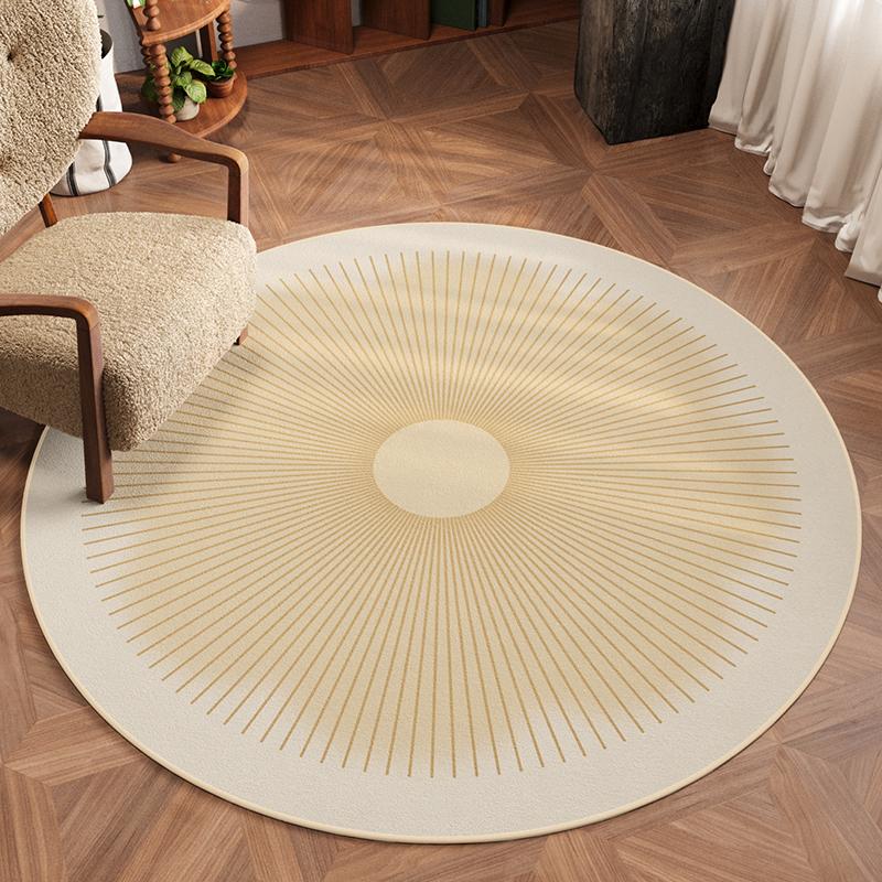 Cream Style Living Room Decoration Round Carpet Light Luxury Rugs for Bedroom Home Soft Floor Mat Anti-slip Washable Bedside Rug