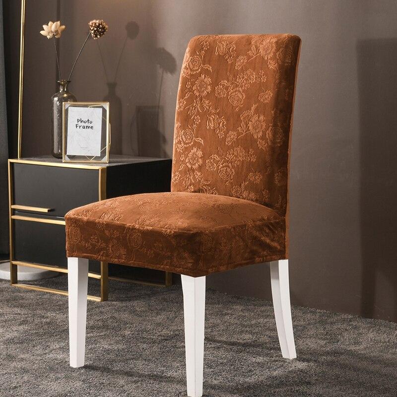 1/2/4/6 Pcs Velvet Extensible Dining Chair Cover Spandex Slipcover Case For Kitchen Dining Room Chair Covers Elastic Stretch