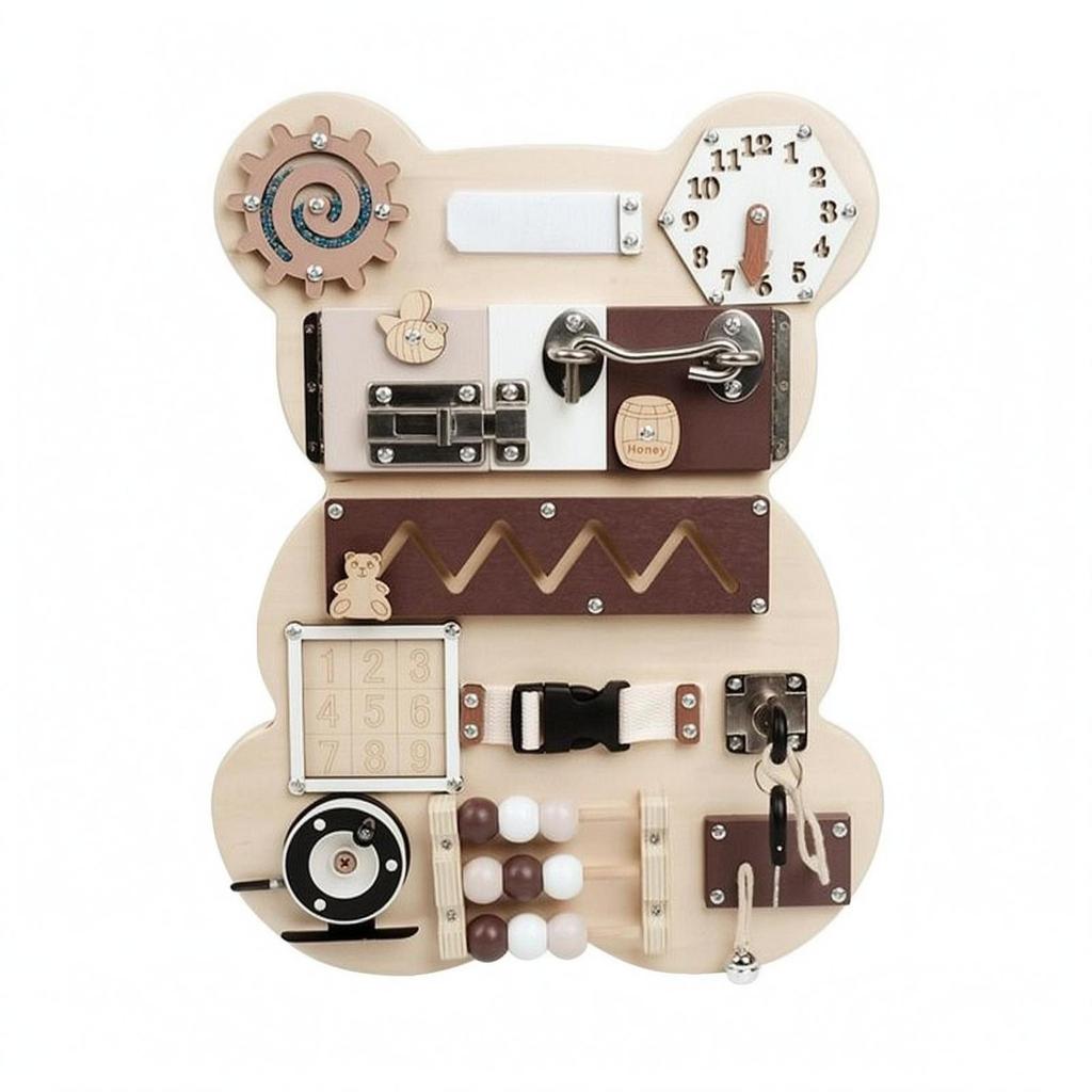 Wooden Wall Busy Board Cognitive Play Animal-Themed Learning