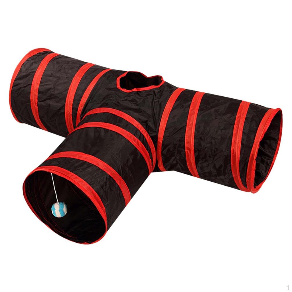 Cat Tunnel Foldable Passage Playing Hut with Play Ball Scratch Resistant Tube
