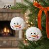 Winter Holiday Party Atmosphere Decor Soft Plush Snowman Christmas Ornaments Snowball Hanging Decorations with Gold Cute Smiling Face String