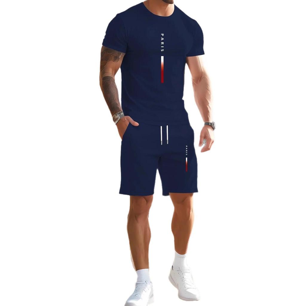 Men's Summer Casual Digital Print Short Sleeve & Shorts Set
