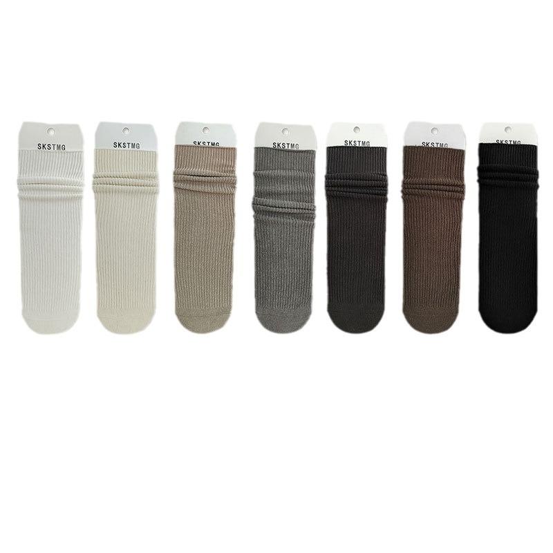 Dui Dui Socks, Women's Mid-calf Socks for Autumn and Winter, Solid-colored Cotton Socks, Trendy Stretch Women's Socks, Long Socks