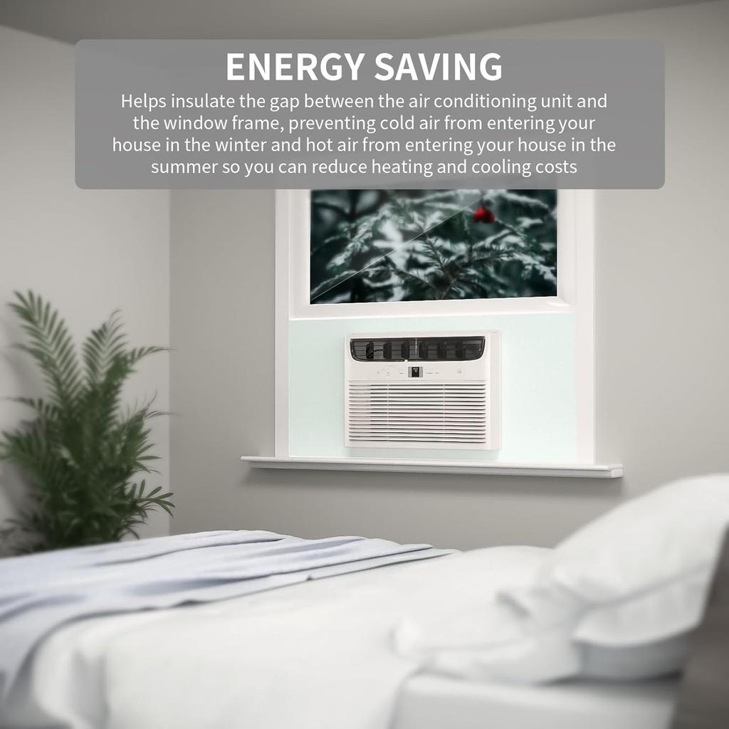 Fensterklimagerät, Seitenisolierplatte aus Schaumstoff SBR001WHITE, Sommer/Winter Wärme- und Zugluftisolierend,Zweiteilige Platten Fensterdichtung SBR (WEISS)