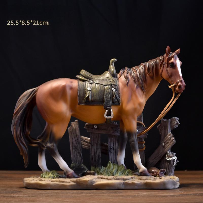 Figurine Collectible Horse Ornament Tabletop Decoration Sculpture for Furniture Desk Bookcase Office Home Decor