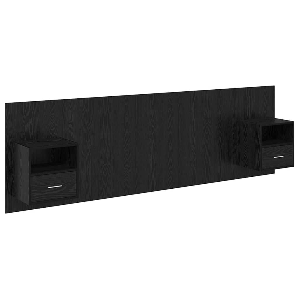 Headboard with Cabinets 3 Pieces Black Oak Effect Wood Based Material