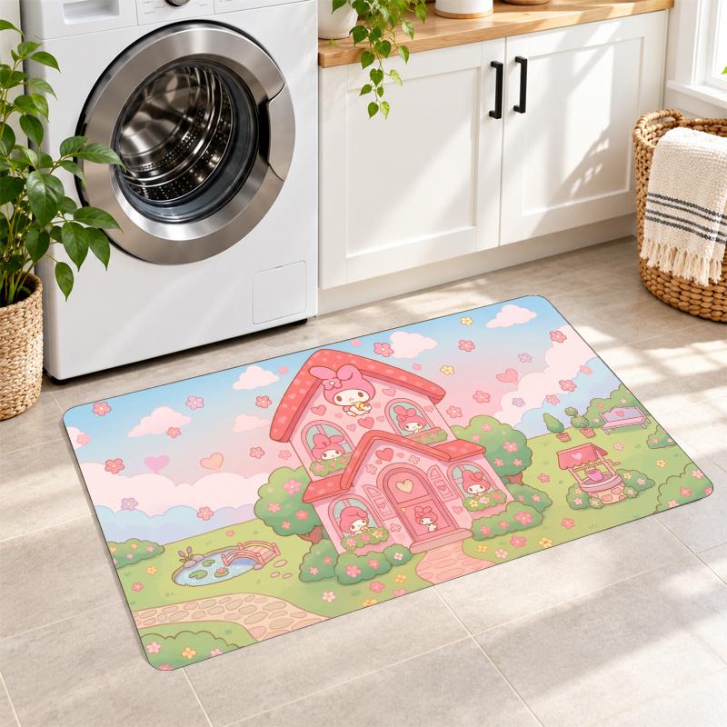 Flannel Kitchen Mat My Melody Soft Area Rug Non Slip Floor Carpet Home Decoration