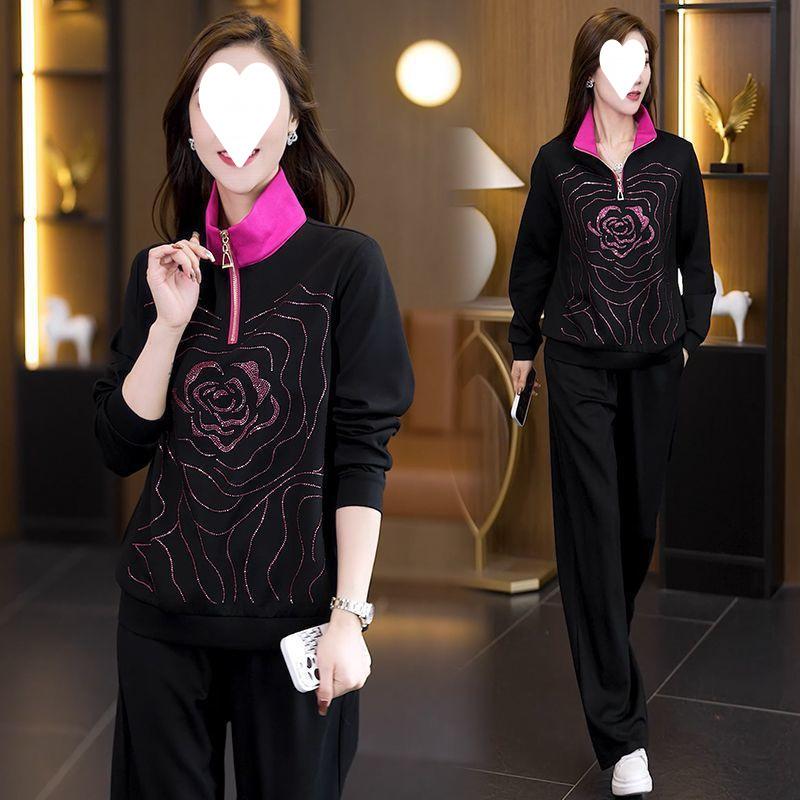 Women's Stylish Heavy-duty Sequined Suit for Casual Wear, Korean-style, Fashionable and Slimming, Two-piece Set for Women