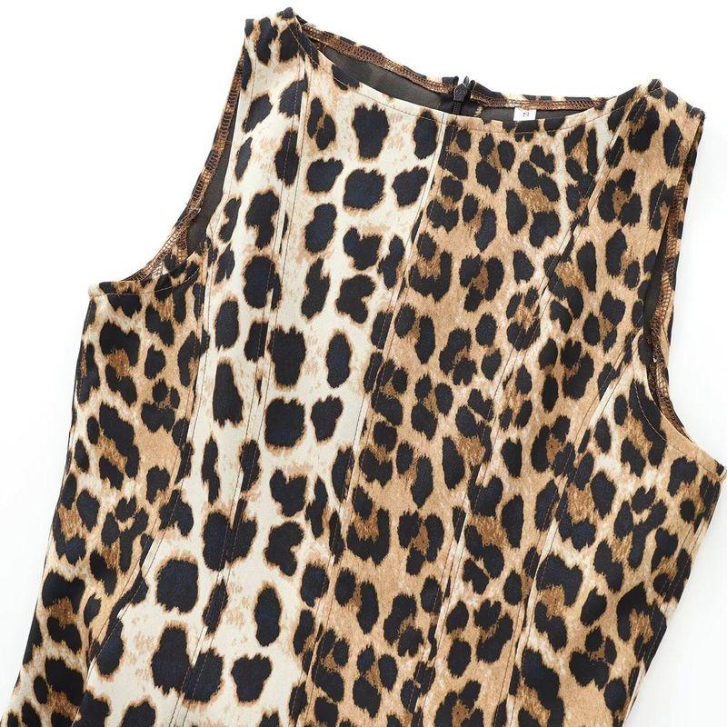 Kaslead New Arrival Women's Clothing Fashion Style Fashion Animal Pattern Print Wide Hem Dress 8697140