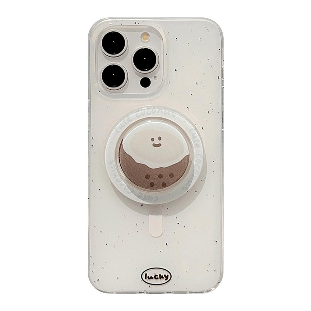 Double-layer Imd IPhone 16 Phone Case 14 Magnetic Stand IPhone 15 Pro Max Ink Dot Coconut 12 Applicable 13