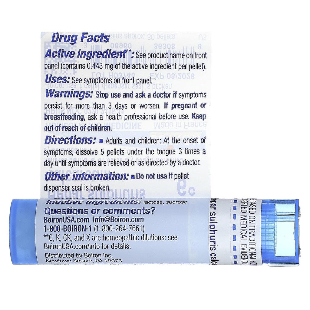 Hepar Sulphuris Calcarum, 6C, Dry Cough Relief, Approximately 80 Pellets