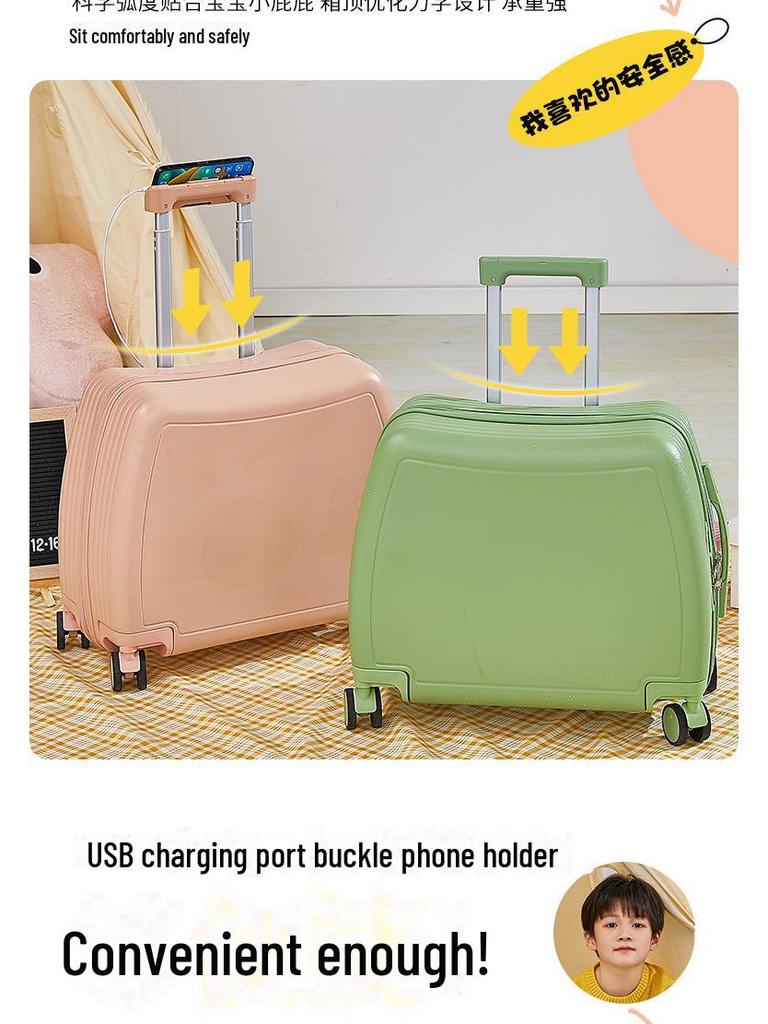 18-inch Lightweight Children's Ride-On Suitcase, Mini Cabin Trolley for Girls and Boys