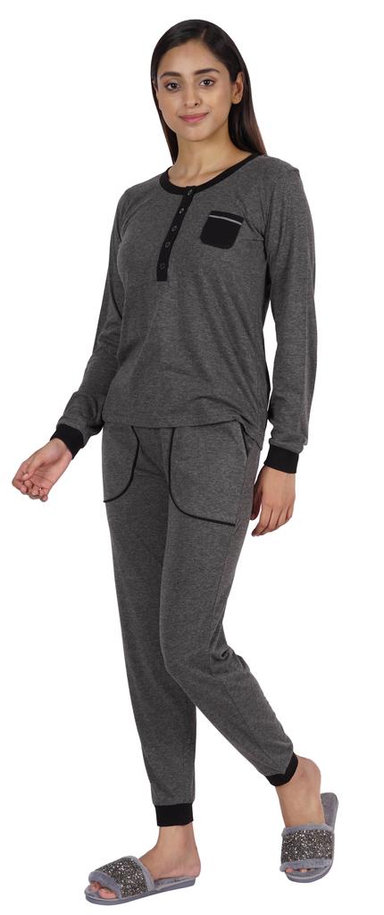 Inkmeso Womens Nightwear Pajamas Set Sleepwear Long Sleeve Top With Pant