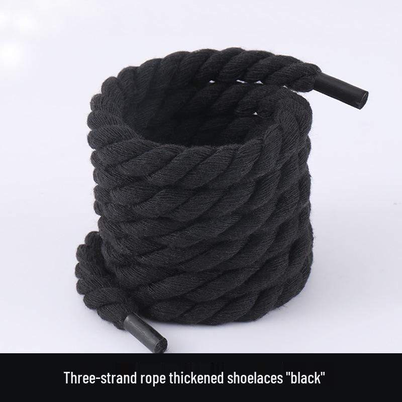 Air Force One Hampetau Skolisser - Tykke 7mm Runde, Svart/Beige, Unisex, Passer Warrior/Dunk Stiler.