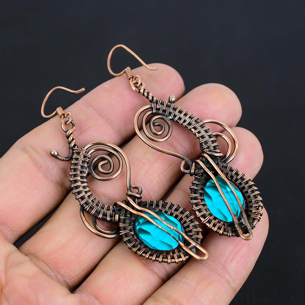 Modré náušnice topazu, šperky z masivního stříbra 925, ručně vyráběné náušnice, na díkůvzdání