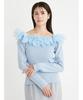 Selford Ruffle Rib Knit Top CWNT251096 SAX 2-Way Women's