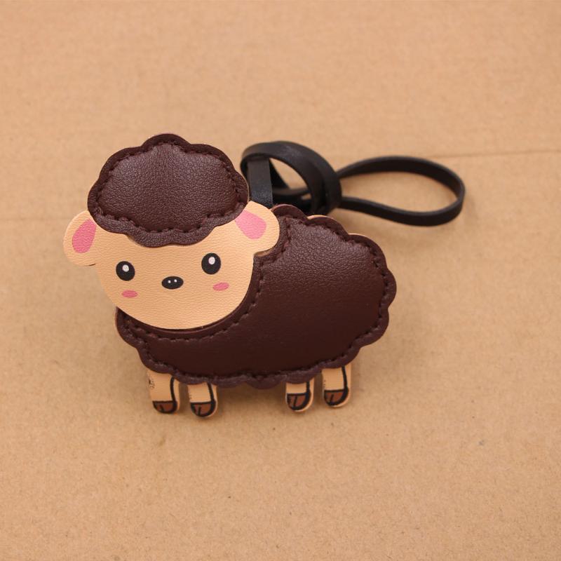 Cute Cartoon Sheep Shaped Bag Charm Waterproof PU Leather Pendant for Backpacks Handbags Keys Party Decor Accessory