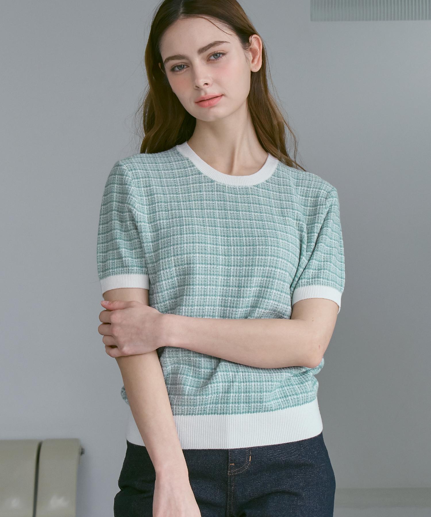 210 Edit Women S Tweed Round Knit [Mint]_Zf2Sw500 Mit/055