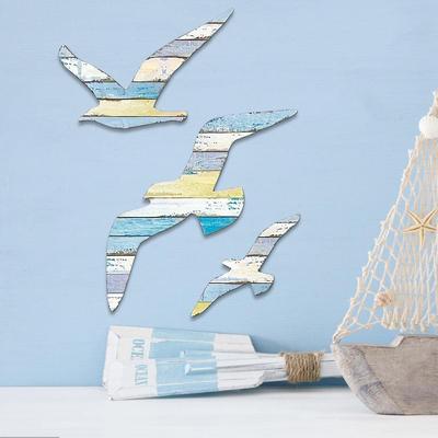 In-Stock Nordic Marine Style Wooden Seagull Wall Decor for Children's Room and Living Room