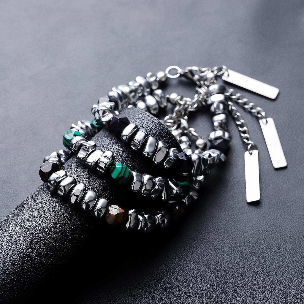 Bracelet Men's Broken Silver Splicing Bracelet Women's Chinese Simple Retro Design Titanium Steel Premium Versatile Accessories