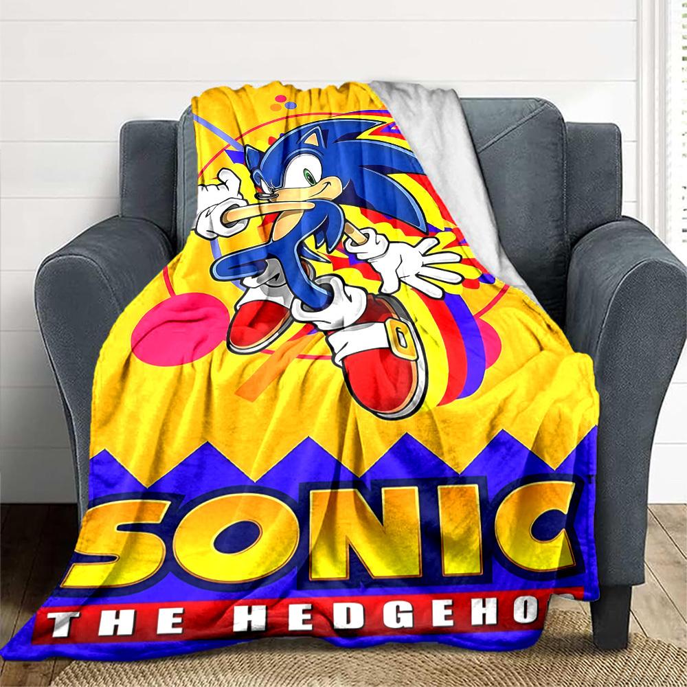 1pc Sonic Adventure Flannel Blanket, Soft Skin Friendly with Digital Printing, Various Sizes Available for Family, Friends, Birthday