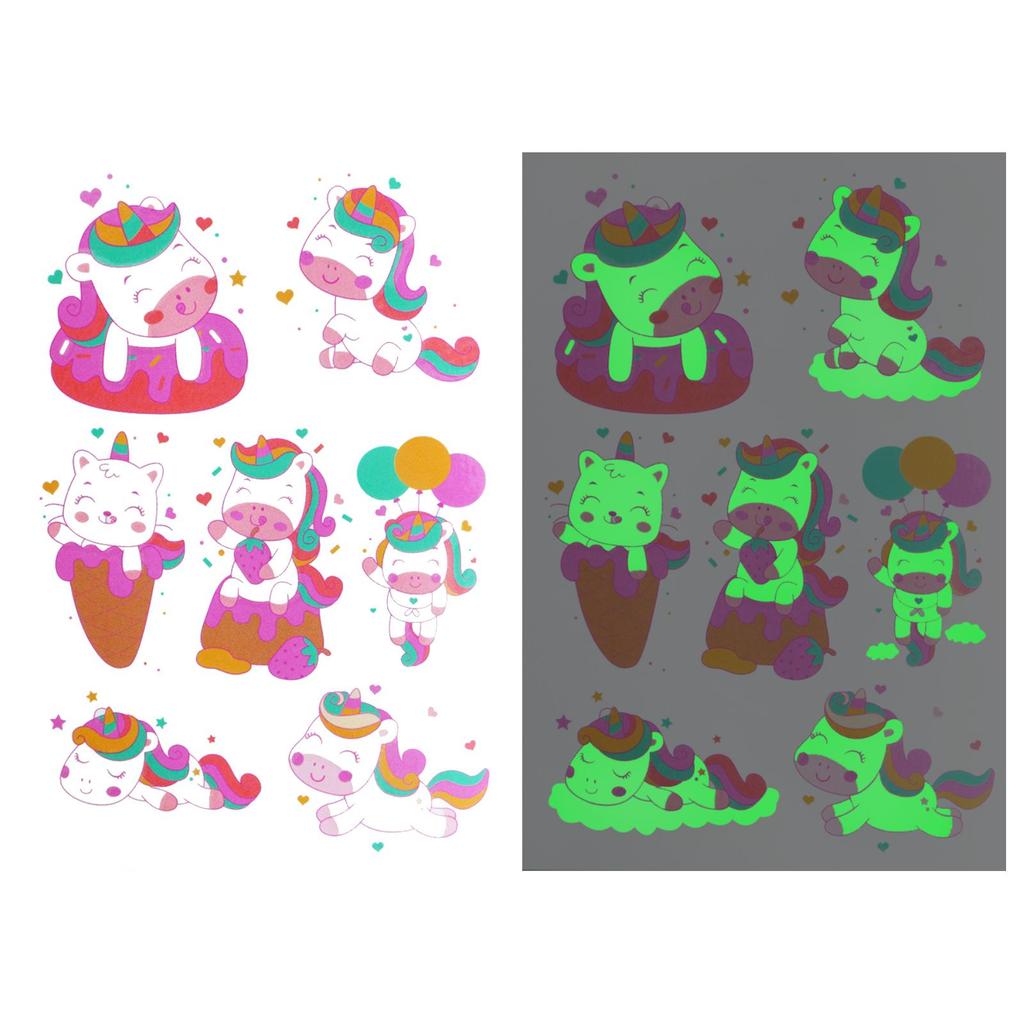 Tattoo Stickers Luminous Child Kid Temporary Fake Tattoos Glow Paste On Face Arm Leg for Children Body Art Unicorn Sticker Toy