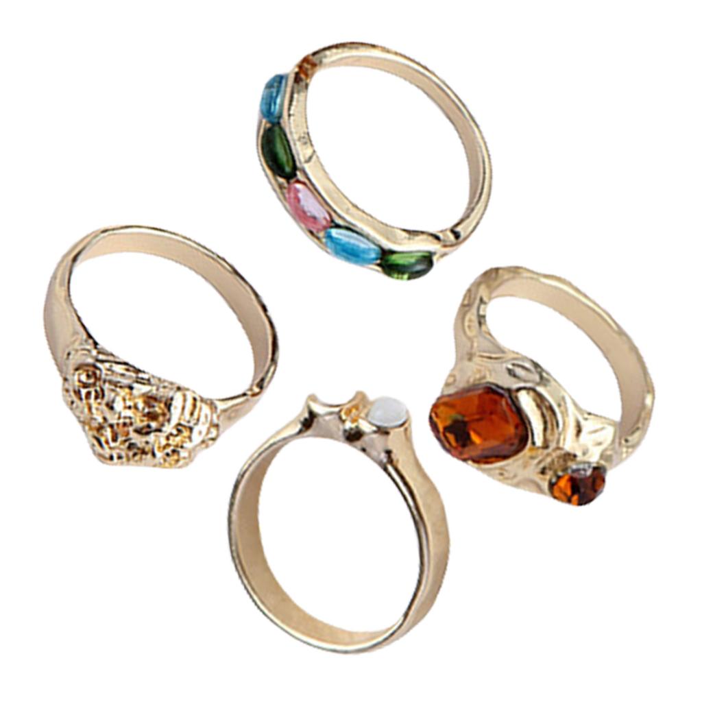 4pcs Colorful Resin Finger Rings Jewelry Set Versatile Resin Rings Set Finger Accessory For Enhancing Any Outfit
