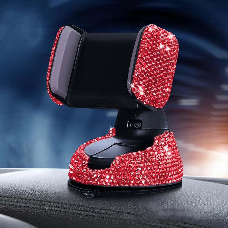 Diamond Bling Car Cell Phone Holder Girl Rhinestone Crystal Mount Universal Fit Mobile Holder Car Interior Accessories for Women красный
