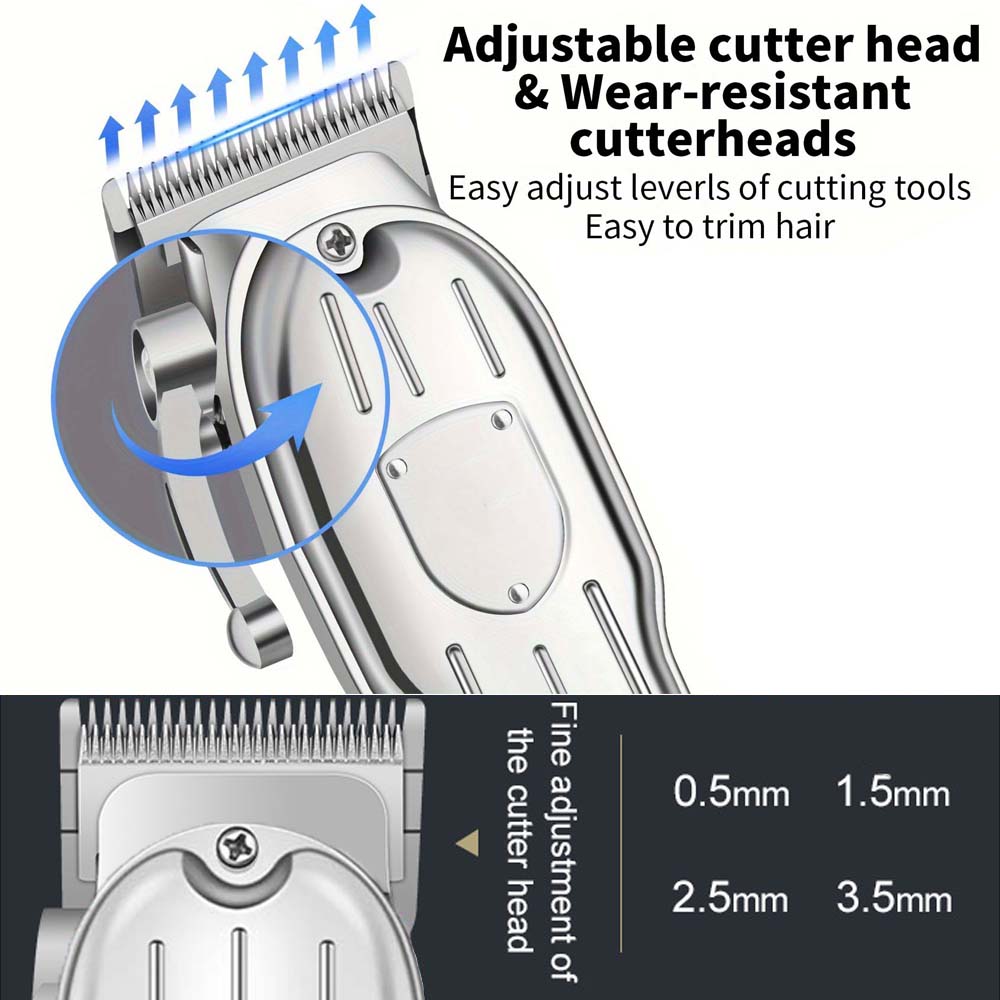 Professional Men's Cordless Electric Clipper, T-Blade Beard Trimming Kit, Haircutting Set with LED Display, Gift for men