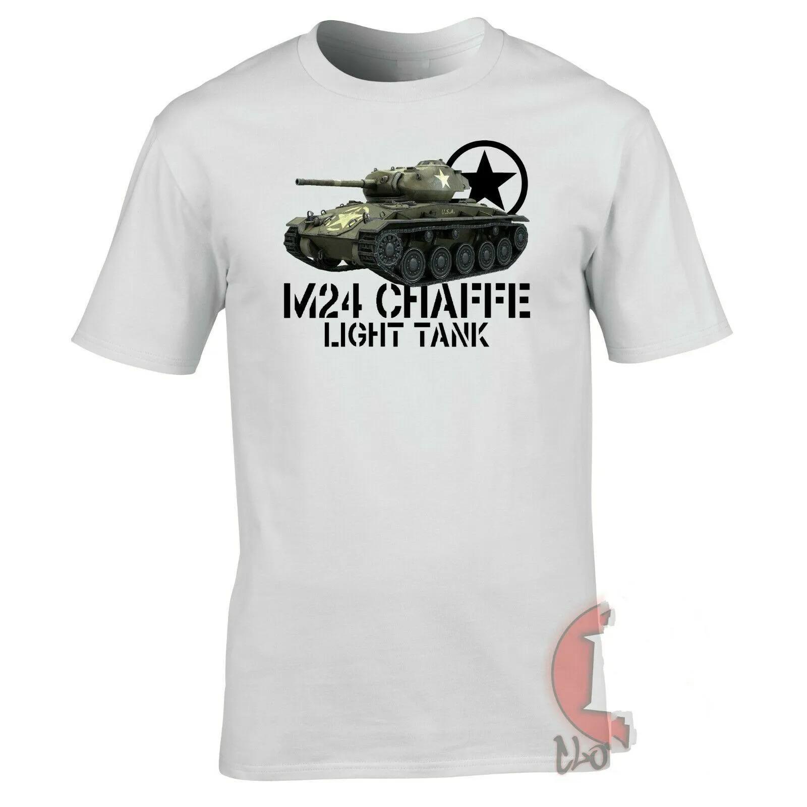 US Army M24 Chaffe Light Tank TShirt WW2 Military Summer Cotton Short Sleeve ONeck Mens T Shirt New S3XL S
