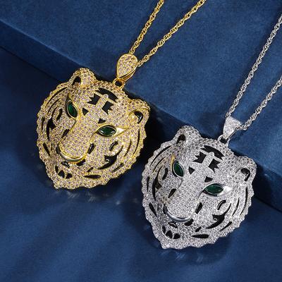 European and American Necklaces Women's Creative Micro-inlaid Zircon Platinum Pendant Men's and Women's Same Tiger Necklace