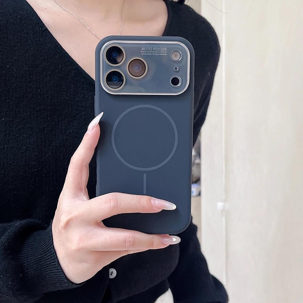 Seconds Change To 17Pro Max Liquid Silicone Magnetic Case for IPhone 17 Air 16 15 Wireless Charge Large Glass Lens Protect Cover