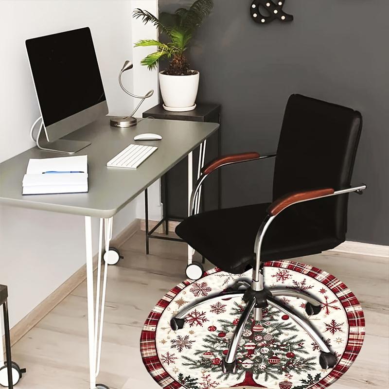 

1pc Carpet Chair Mats Christmas Tree Plaid Decorations Perfect for Decorating Chairs, Polyester Carpet, for Living Room.YDT647 80cm by 80cm