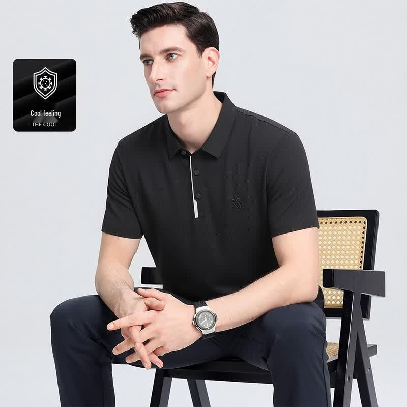 SHANSHAN Men s Summer Business Casual Polo Shirt L