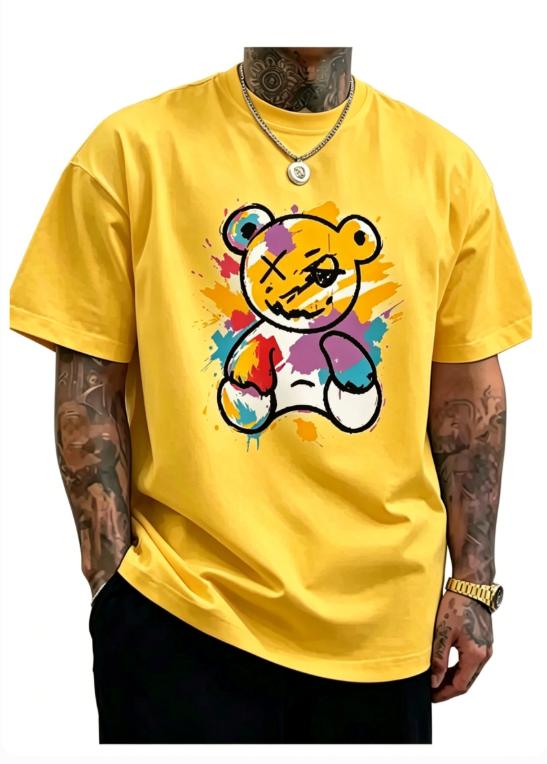 Summer Unisexs Pure Cotton Shortsleeved Shirt Stylish and Casual Featuring A Cartoon Panda Print on Pure Cotton Tshirt Natural