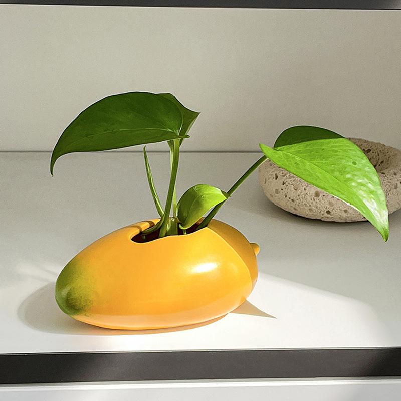Desktop Ornament Ceramic Mango Vase Handicraft Creative Hydroponic Flower Holder Simulated Exquisite Flower Pot Gift