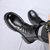 Mode für Männer Casual Naturleder Stiefel schwarz trendige Plateauschuhe Party Bankett Kleider Designer High Boot coole Motorrad Bota
