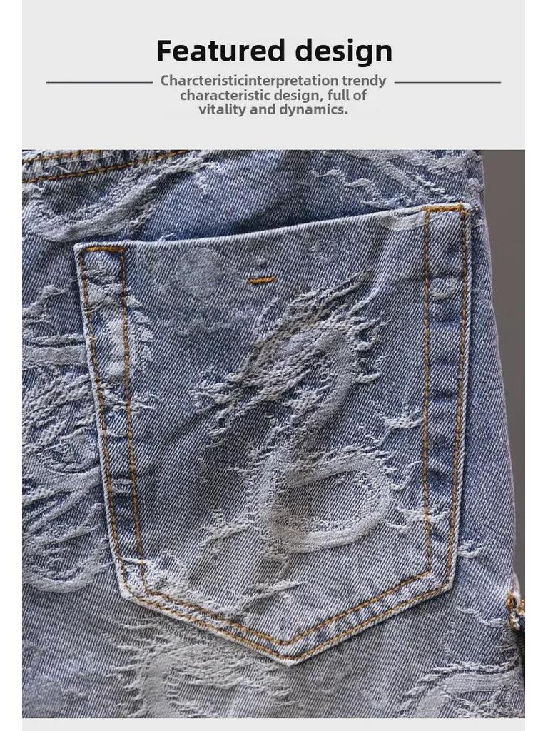 2024 Men's Trendy Loose Straight Denim Shorts: Mid-Length Youth Breeches