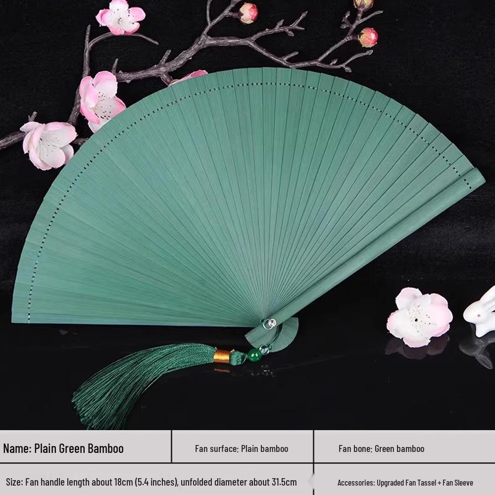 Bamboo Folding Fan: Portable Chinese Style for Summer, Cheongsam, Hanfu, and Children's Dance