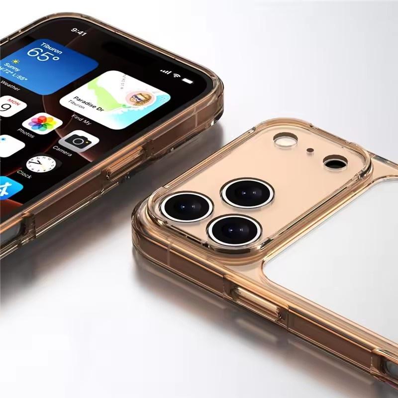 Luxusný Priehľadný Nárazuvzdorný Kryt pre iPhone 17Air 17 17Pro 17Pro Max Priehľadný Hybridný TPU+PC Ochranný Tvrdý Zadný Kryt