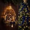 Hanging Star Decoration with Lights Lighted Nativity Door Swag, Bethlehem of Faith Wall Decor, Light-up Holy Illuminated Decor Family for Christmas