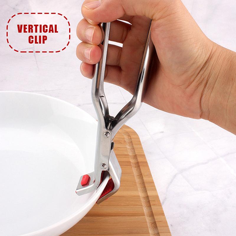 Stainless Steel Anti-scalding Pot Gripper Clip Silicone Non-slip Heat Resistant for Home Kitchen Cooking Bowl Handling Use