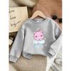 European sizes Cute Pink Bear Print Girls' Hoodie, Round Neck, Long Sleeve, for 0-3 Year Old Baby Girls, Ideal for Spring and Autumn.