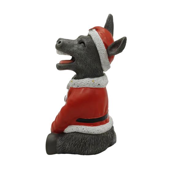 Christmas Santa Donkey Figurine Xmas Hat Donkey Resin Statue Sculpture Holiday Party Home Office Desktop Decoration Ornament