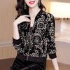 Women's Korean-Style Chiffon Sun Protection Jacket, Long Sleeve, Zipper, Printed, Loose Fit, Short Length