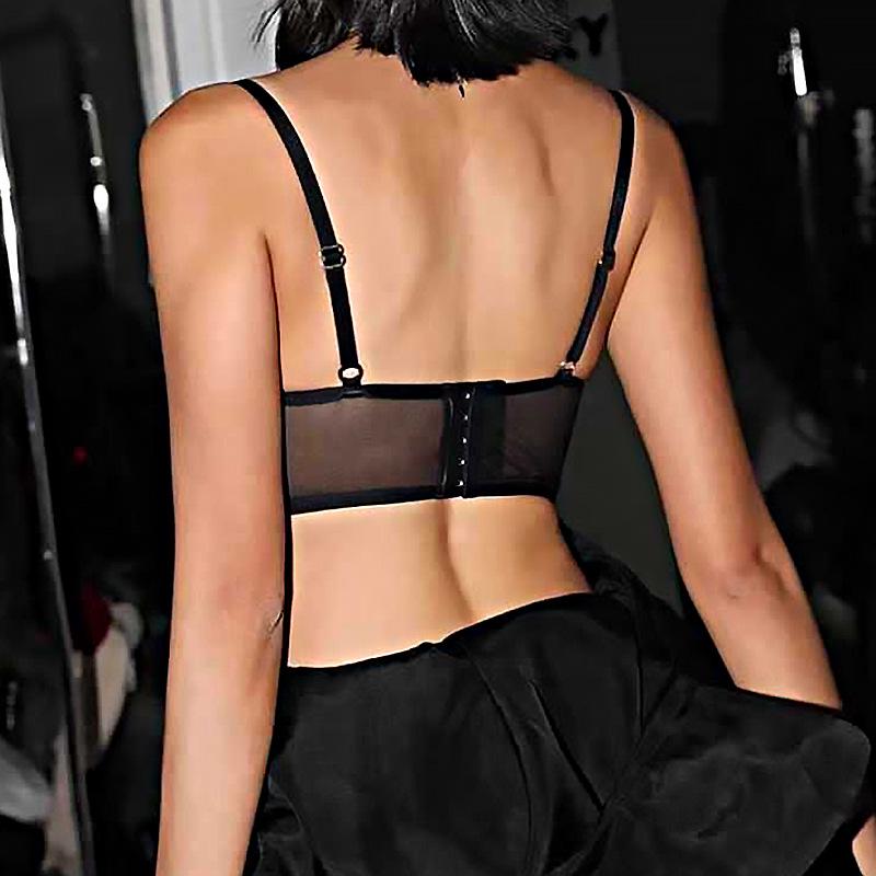 Sexy French Mesh Cotton Lingerie Set: Slimming Supportive Bra for Large Bust